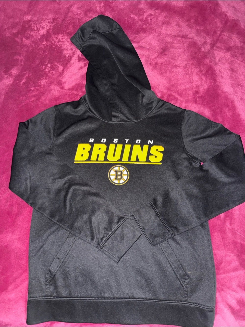 NHL Black Hoodie with Bold Yellow Bruins Lettering